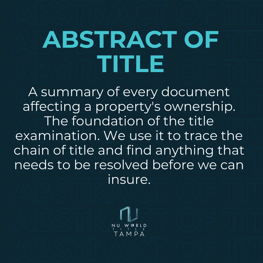 Infographic explaining an abstract of title as a summary of property history in Florida